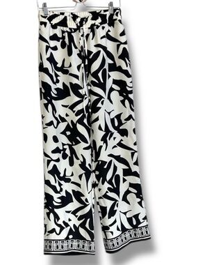 Maison D'Amelie Pants Palazzo Loungewear Black Cream Summer Size Small NWT